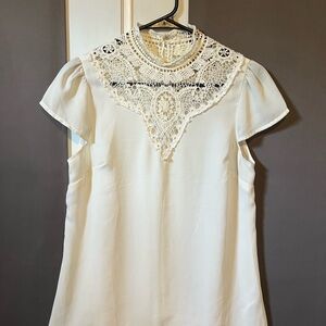 Elegant Cream Lace Women's Top